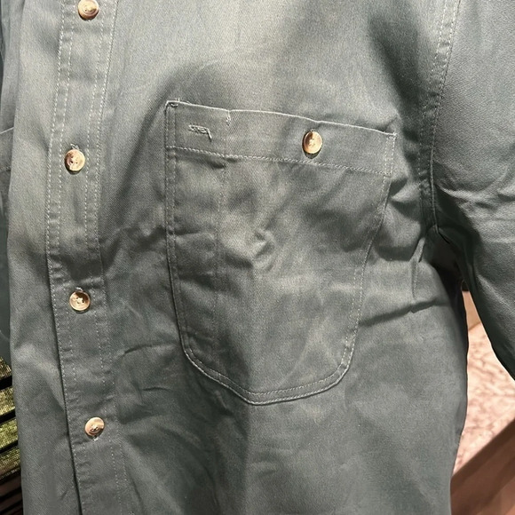 VTG Scandia Woods Men’s Button Front Short Sleeve Chambray Shirt Green SZ XLT TL - Picture 5 of 6